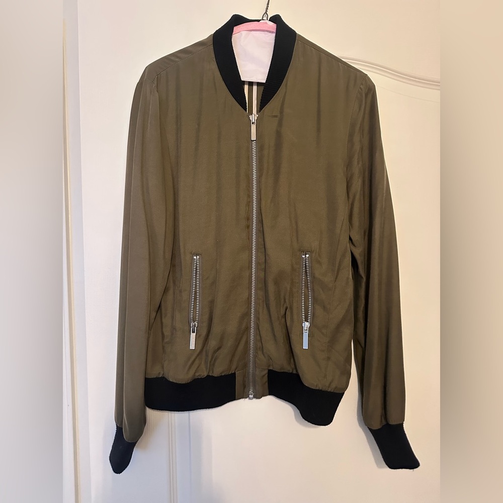 Thomas Wylde Olive Bomber Jacket with Black Trim